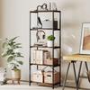 5-Tier Bookshelf, Industrial Bookcase with Metal Frame - Rustic Brown and Black