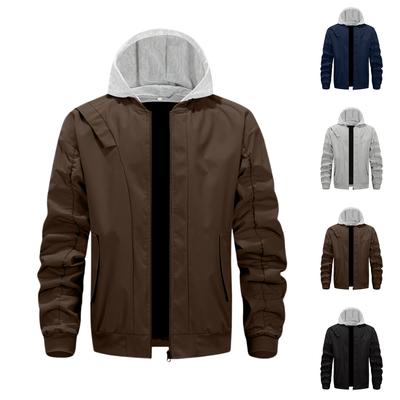 Men'S Loose Jacket Fashionable Multi Pocket Hooded Jacket