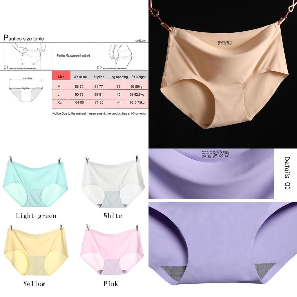 Luxurious Women Seamless Panties Ice Silk Mid Waist Briefs With Timeless Style