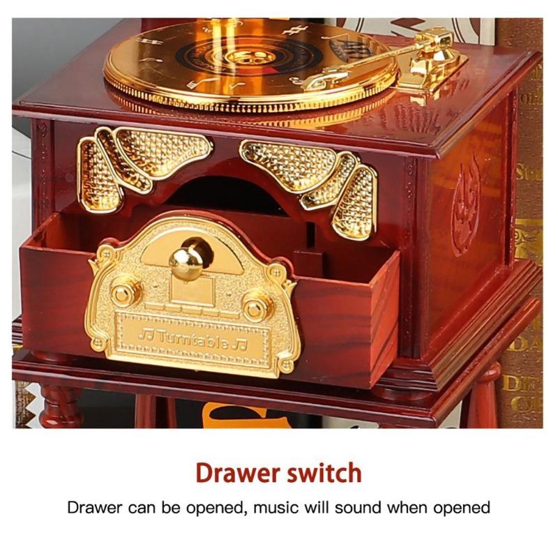 1PC Eight-tone Gramophone Retro Music Box Mini Classic and Nostalgic Style Exquisite Design