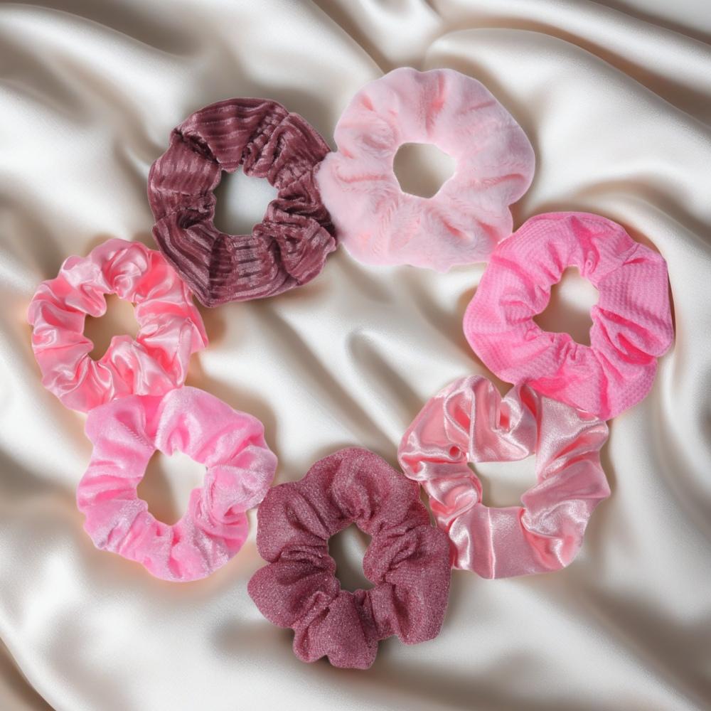 7 Pcs/Set Women Hair Scrunchies Set Plush Solid for Girls Ponytail Holder Print Floral Ditsy Flower Ties Accessories