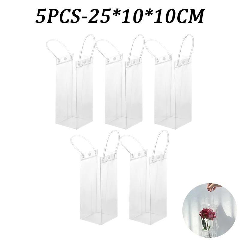 50 Pcs Clear Plastic Gift Bags with Handle Transparent Gift Bag Reusable Tote Bag PVC Goodie Bags for Wedding Party Supplies