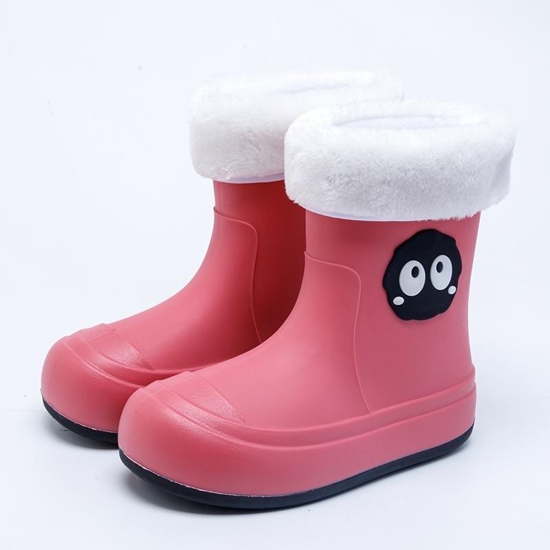 Japanese cute children's parent-child rain shoes women's students middle and older children's non-slip soft-soled rain boots velvet super soft waterp