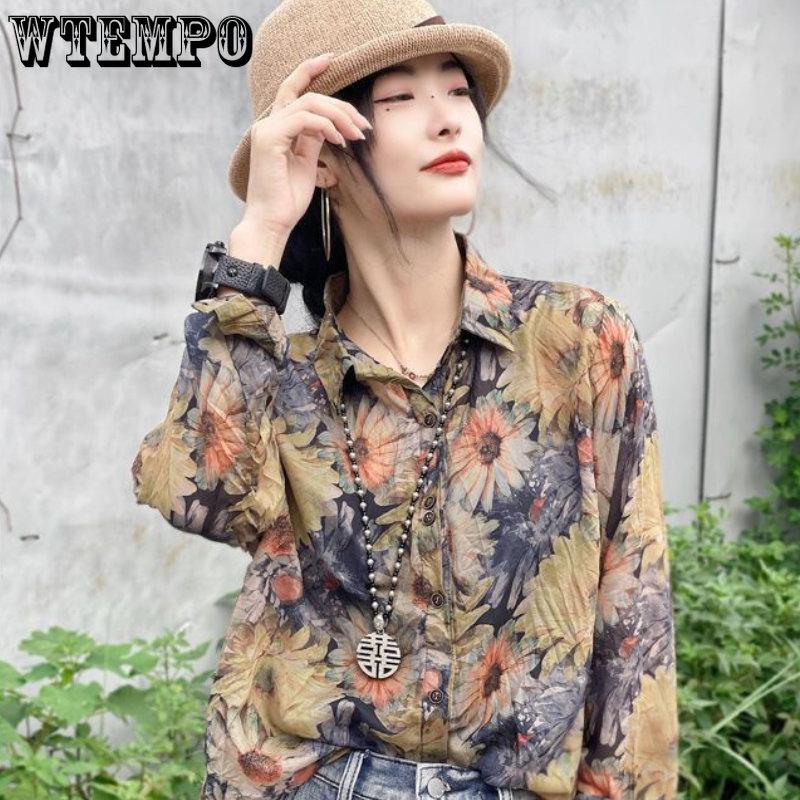 Wiosenna i jesienna cienka damska kardigan z nadrukiem z długim rękawem Fashion Loose Slim Western Light Luxury Shirt