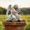 Yousheng Retro Angel Garden Stake, Angel Playing The Violin 2D Acrylic Decoration, Waterproof Yard Art Stake for Outdoor Lawn Planter Decor Gift