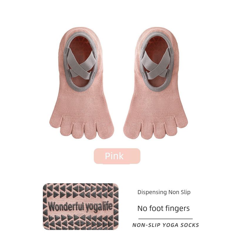 

Летние профессиональные нескользящие носки для йоги, женские носки с пальцами, носки для пилатеса, гольфы, носки для фитнеса в помещении, спортивные носки для йоги Pink
