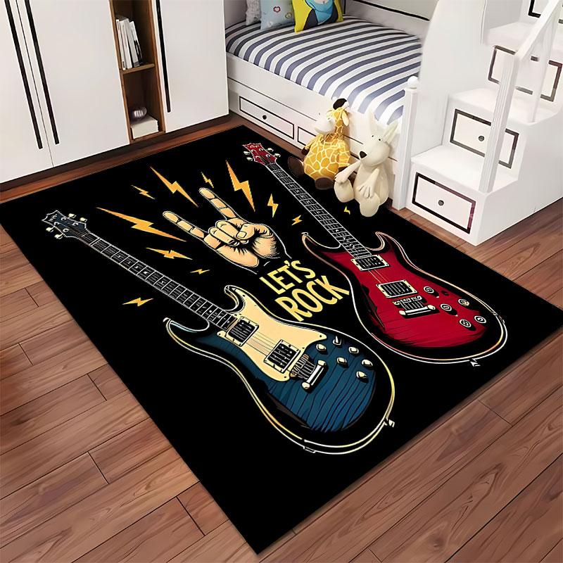Rock Music Guitar Carpet suitable as a non-slip mat for the living room or bedroom sofa