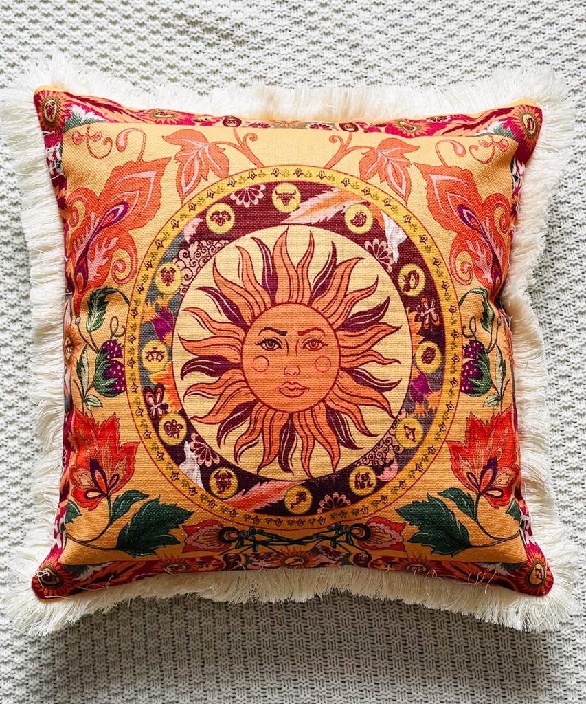 Cushion Cover, Interior, Asian, Ethnic, Fringe, Natural, Balinese, Exotic, Asian, 45x45, Ethnic Style Cushion Cover (Other 2)
