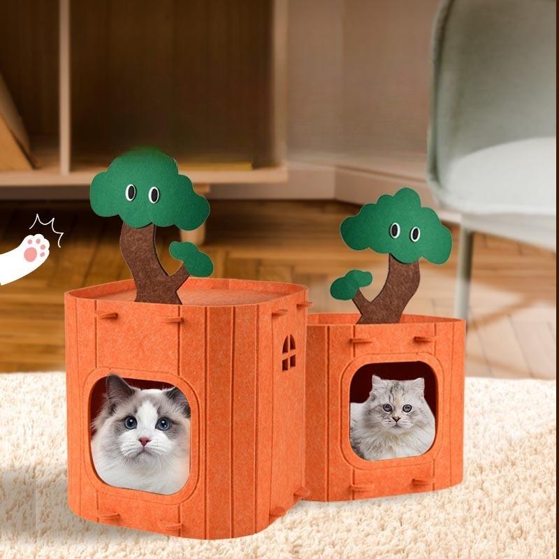 Stump Cat Nest Comfortable Nest Lower Resistance Scratch Out Crumbs Semi-closed Security Pet Waterloo Sleeping Nest Folding