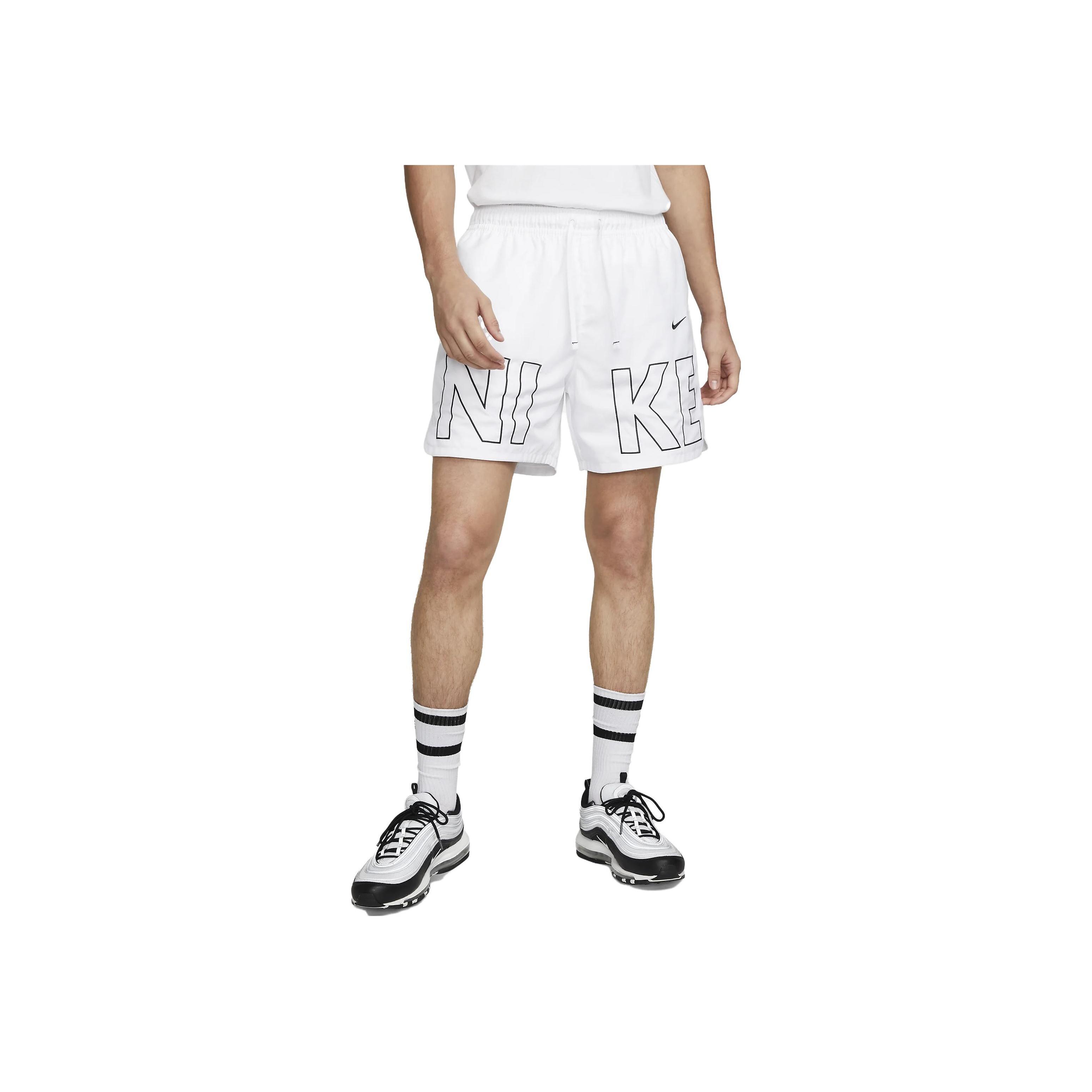Спортивные шорты Nike Sportswear Letter Print Drawstring Straight Leg, мужские шорты, белые FJ1653-100 M