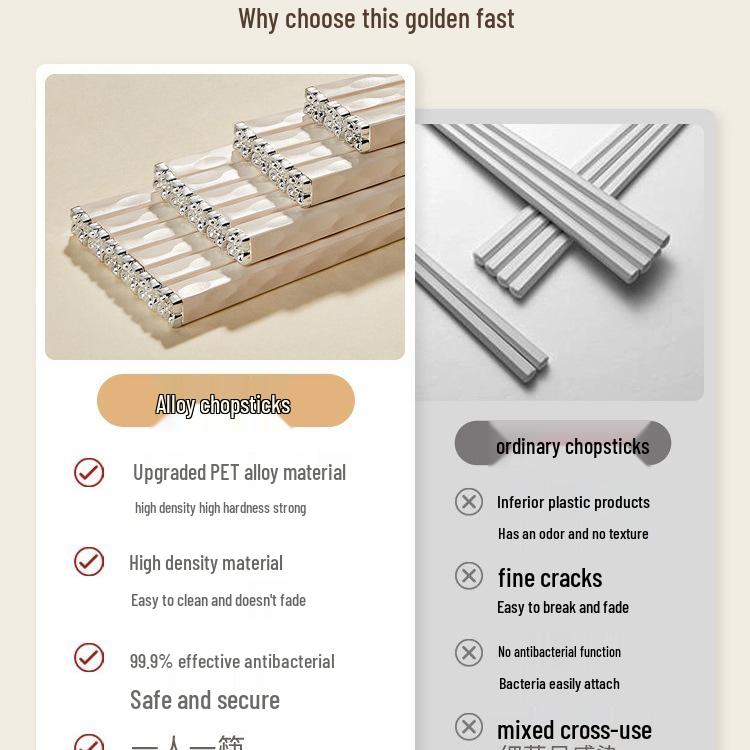 Beautiful Anti-Mold Household Alloy Chopsticks - One Per Family Member