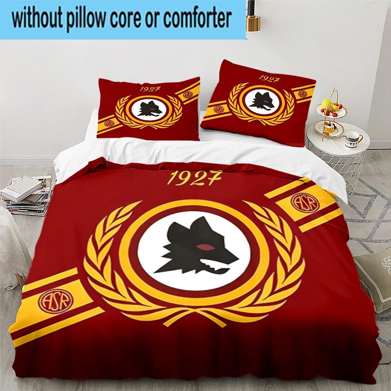 Roma Football Club Emblem 3PCS Bedding set,Ideal for1pc Duvet Cover And 2pcs Pillowcases Perfect for Christmas gift,Ideal for Bedroom, Dormitory