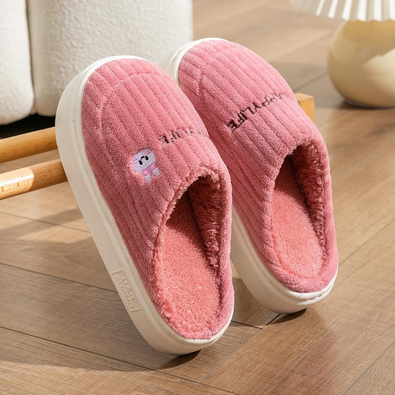 Cotton slippers women's home use in winter non-slip spring and autumn home indoor warmth plush couple winter men