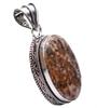 Leopard Skin Jasper Natural Gemstone Ethnic Silver Plated Pendant 2" J 94