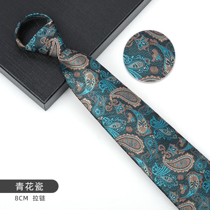 Business Blue Formal Tie Zipper Groom Wedding Korean Version Narrow Lazy Without Striped Bow Tie Plaid
