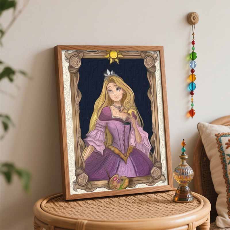 Disney Oil Painting Kit Home Bedroom Wall Decor Handmade Gift, Rapunzel Princess Painting By Numbers Kits For Adults Easy Beginners