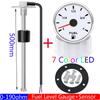 0-190 Ohm Fuel Float Sensor + Fuel Level Gauge 7 Color Light Auto Marine RV Boat Car 2" 52mm Fuel Tank Level Gauge 12V24V