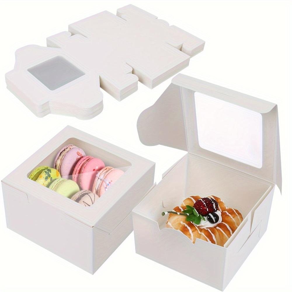 25pcs White Bakery Boxes with Clear Window Gift Packing Box Cookie Boxes Treat Boxes Mini Cake Boxes for Dessert Macarons Chocolates Pastry and Baked