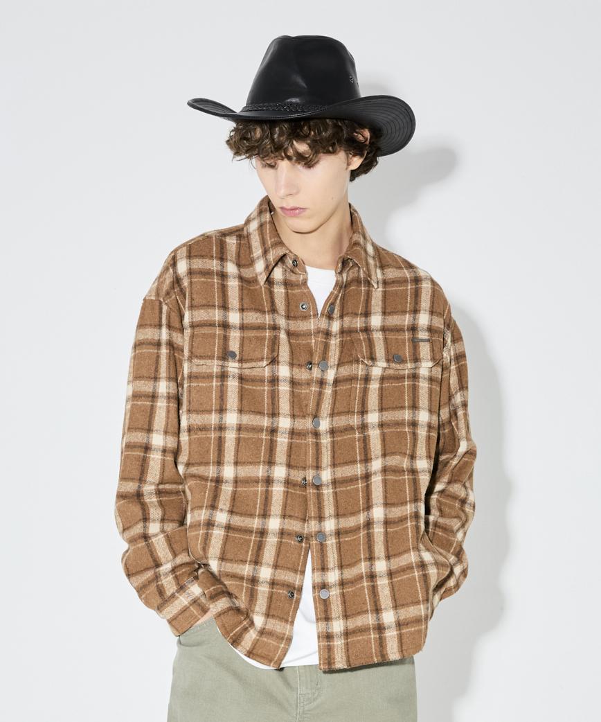 Burkeru Flannel Two-Pocket Check Shirt Brown Brown_M