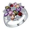 Silver Water Drop Pear-Shaped Flower Snowflake Ring Simple Temperament Flower Ring