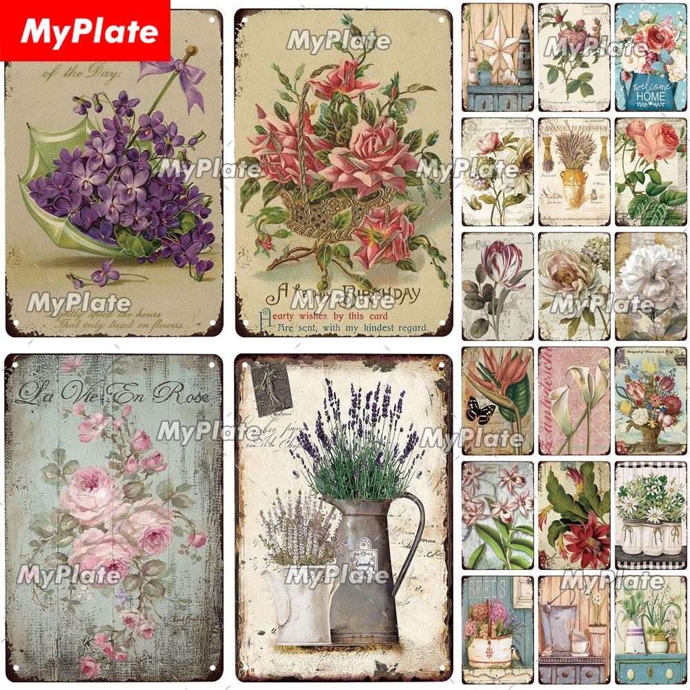 

Садовая винтажная металлическая вывеска, жестяная вывеска, винтажная декоративная табличка, домашний декор для стен, барная вывеска, домашний декор, плакат с розой на заказ