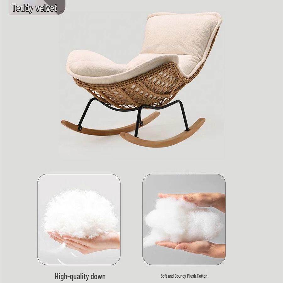 Rattan Rocking Recliner Chair - Lazy Sofa for Indoor/Outdoor Leisure