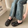Leather Bag Head Slippers Women's Outer Wear 2025 Spring and Summer New Retro Woven Hollow One Pedal Lazy Half Drag