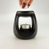 Ceramic Zen Oil Burner - Large Oval Pebble  - Matt Black