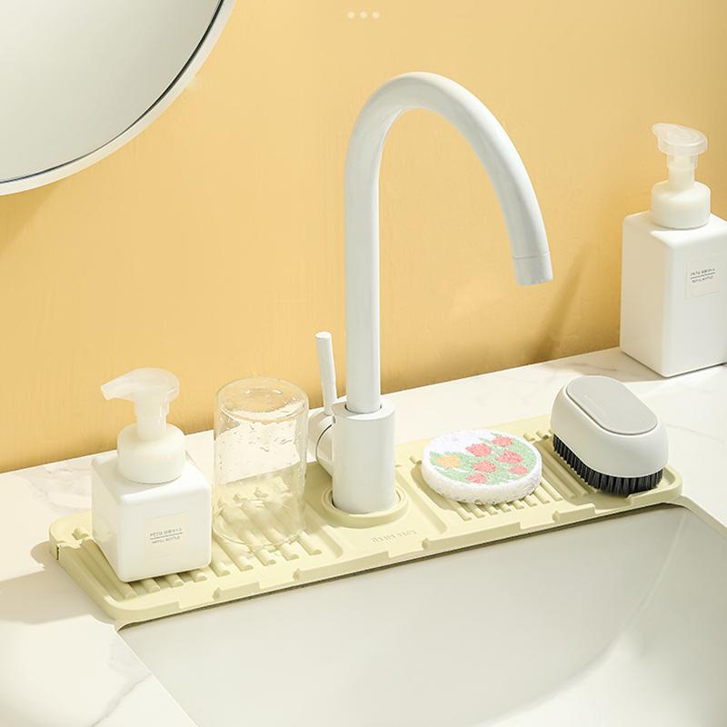 Silicone Sink Faucet Splash Pad Multipurpose Toilet Soap Storage Drainage Protectors Mat Kitchen Sink Gadgets