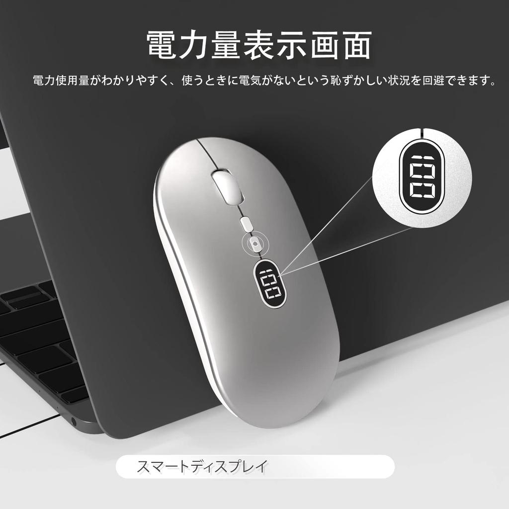 MAMBASNAKE X1 Wireless Mouse, 2.4GHz [Ultra-Slim Model, High Precision and Sensitivity], Quiet Click, Type-C Rechargeable, Power Indicator Screen,