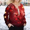 Women's Fashion Valentine's Day Printed Long Sleeve Cardigan Button Jacket