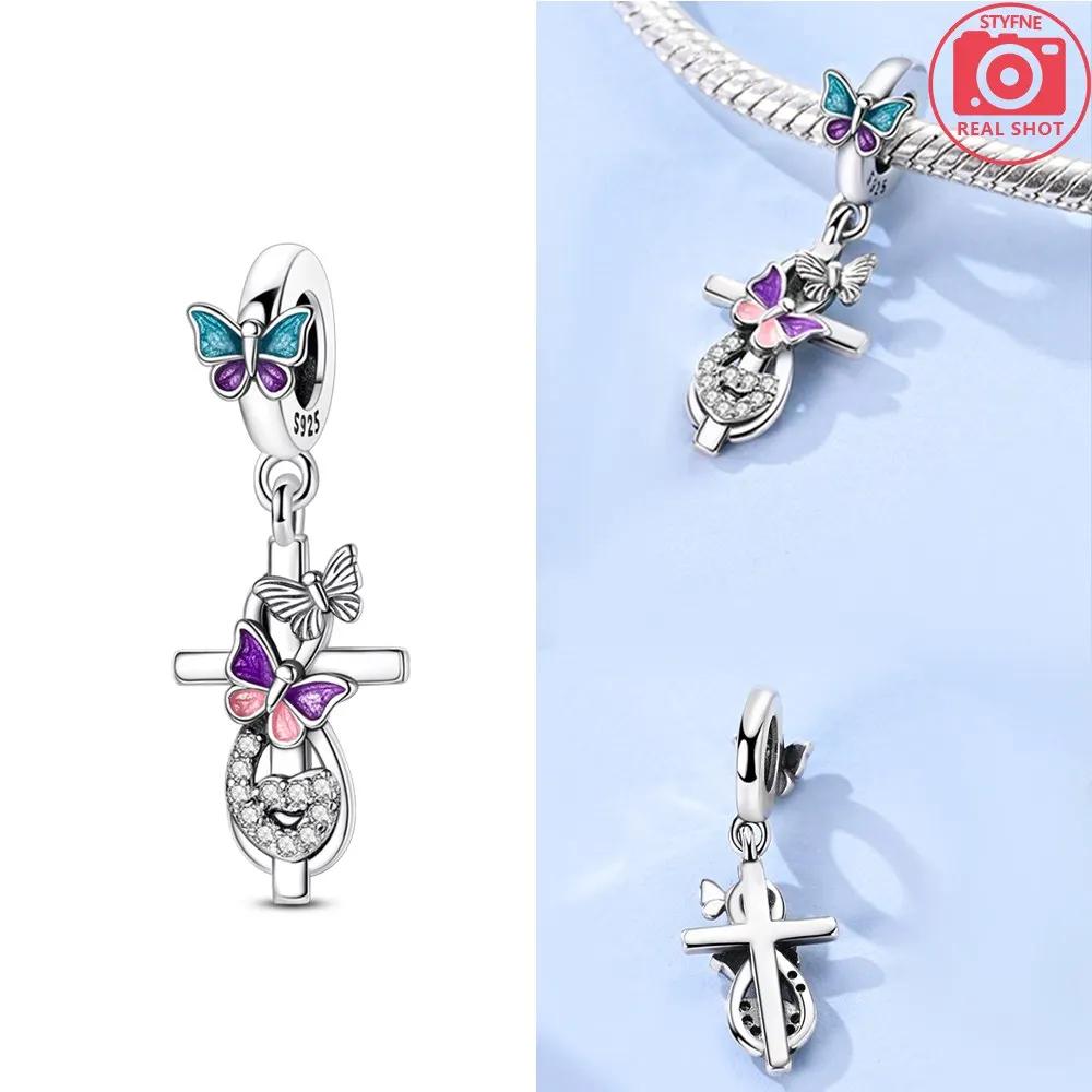 Butterfly Cross Pendant Copper Colors Charm Beads Fit Original Charms Bracelet Beads For Women Jewelry Making Gifts