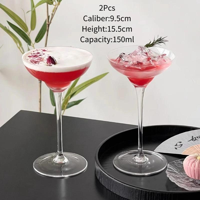 2Pcs Japanese Style Margarita Glasses Cup Handmade Classic Goblet Simple Cocktail Glass Cup Martini Glasses Cups Kitchen Tools