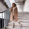 2025 Autumn/Winter Women's Plush Long Coat: Furry, Long-Sleeved, Turn-Down Collar