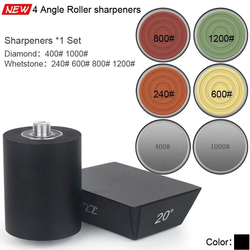 Professional Roller Knife Sharpener Black Wooden Roller Knife Sharpener Magnetic Quad 15/18/20/22° Kitchen Sharpening Tool Set