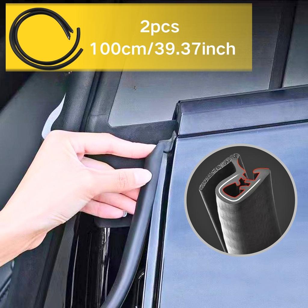 2pcs Car Door Sealing Strips Rubber Trim for B Pillar Gap Cover Universal Wind Noise Reducer