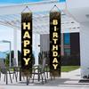 Black Gold Door Curtain Hanging Banner Happy Birthday Party Decor Adult 30th 40th 50th Birthday Party Anniversary Supplies