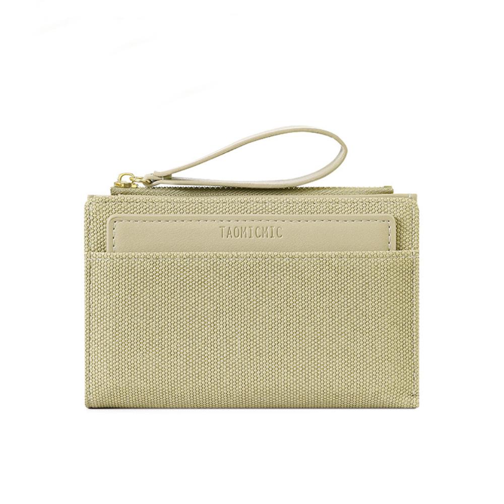 New PU Women's Purse Solid Color Fold Over Short Wallet Large Capacity with Zipper Design Card Bag