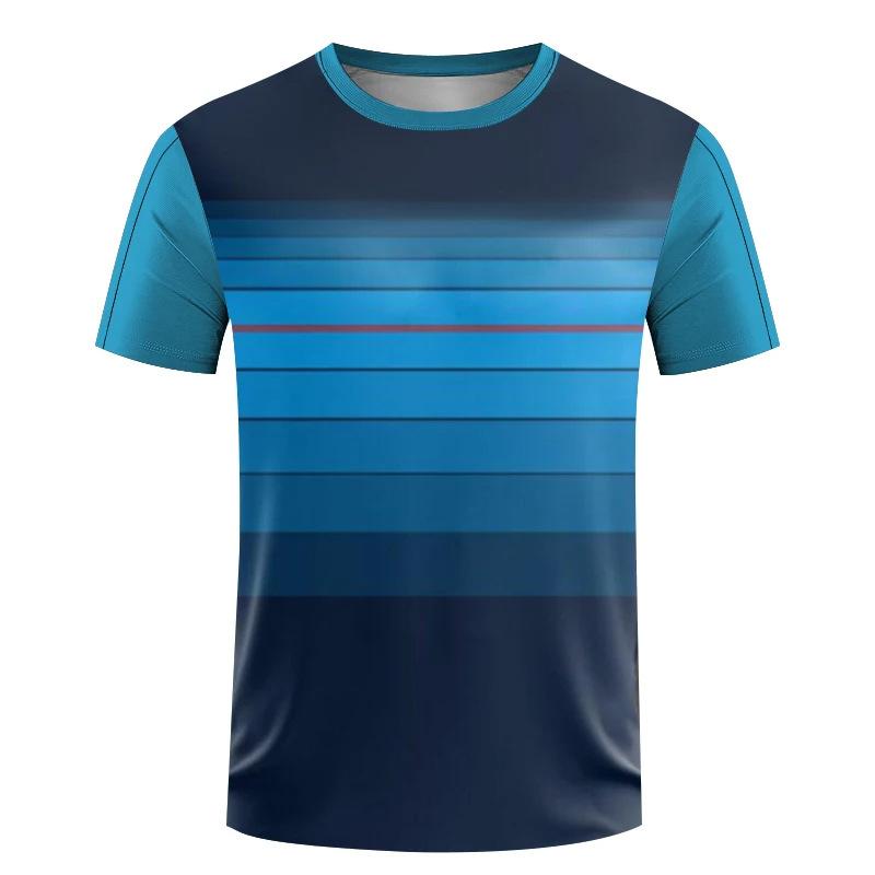 Simple Geometric Pattern 3D Digital Printing Men's Trendy Round Neck Short Sleeved T-shirt