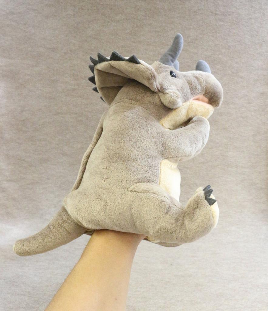 Take-Off Triceratops Hand Puppet, 13.5" H x 4.7" W x 7.7" D, Polyester