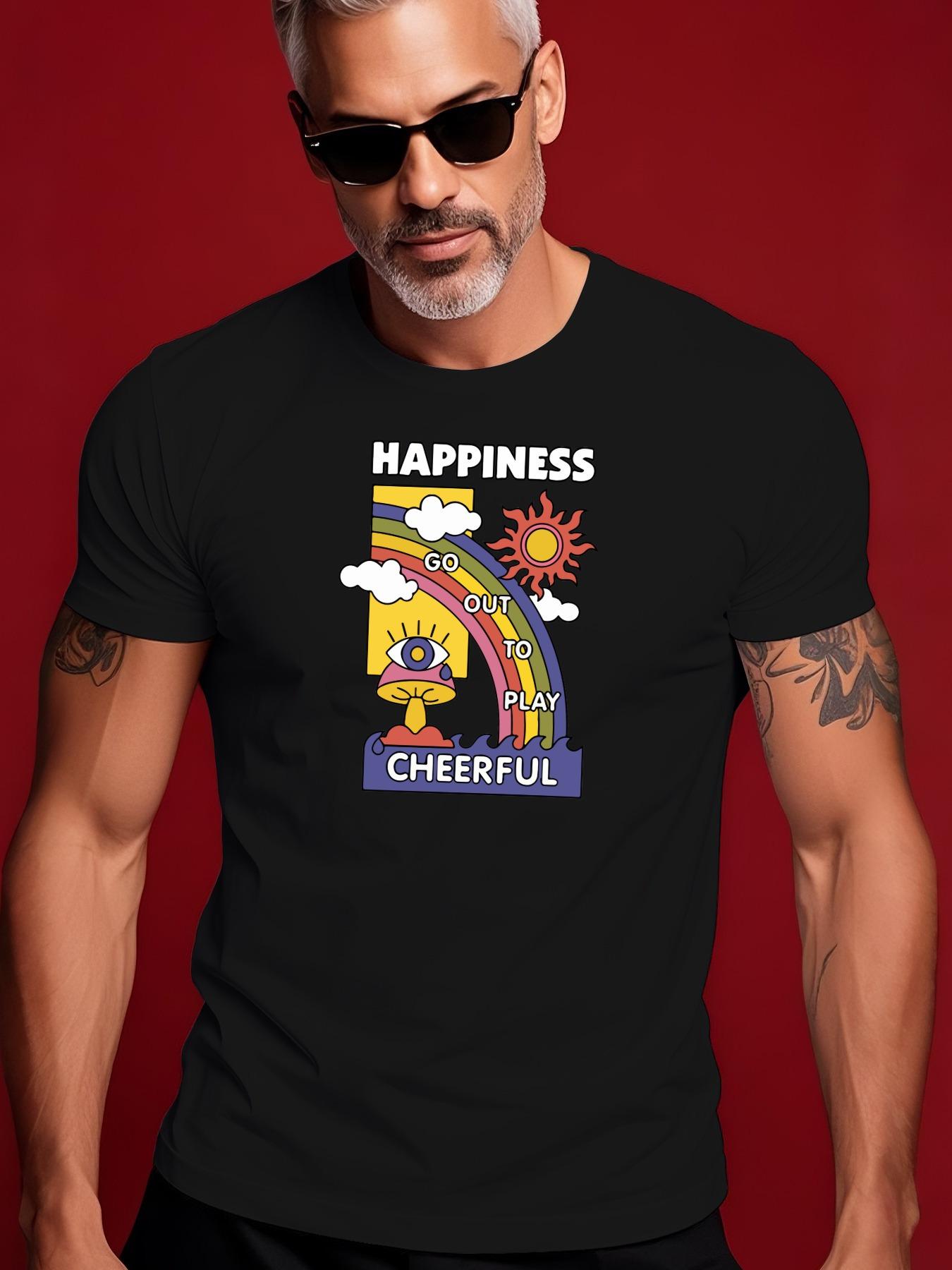Graphic Tshirt Graphic Tshirt with Rainbow Sun Mushroom a... XXXXL