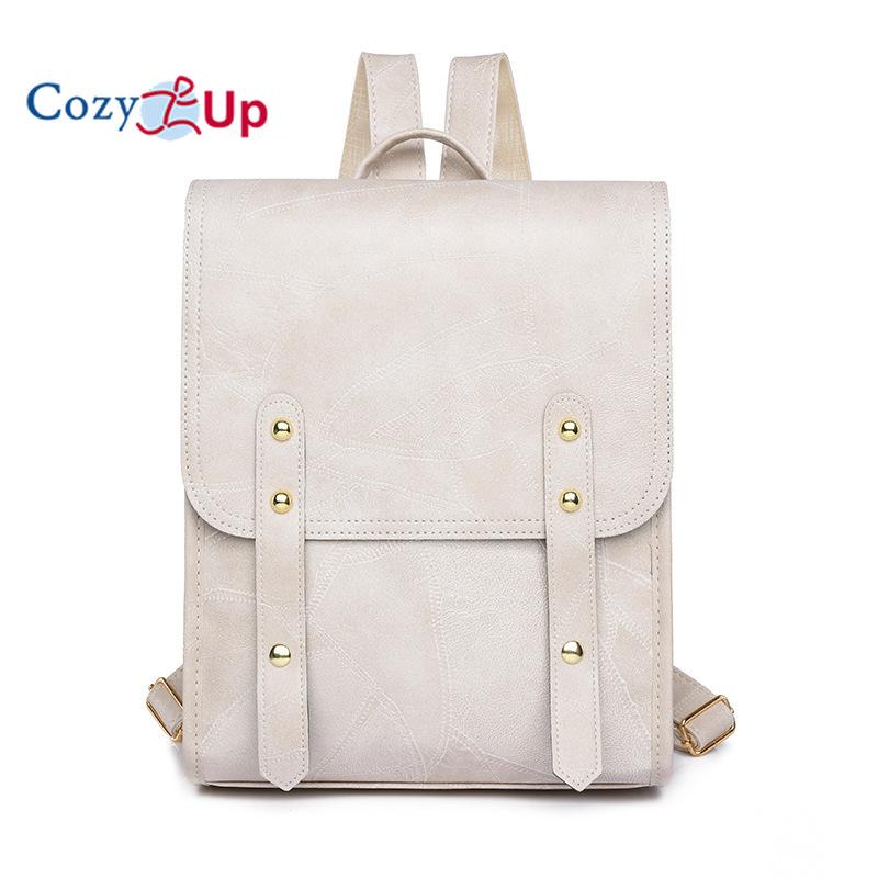 Przytulny plecak retro z klapką o dużej pojemności dla kobiet, miękki skórzany plecak PU, plecak dojazdowy