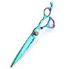 7.0-inch Green Nape Son Blade Hairdressing Scissors with Serrated Thinning Blade and Holes