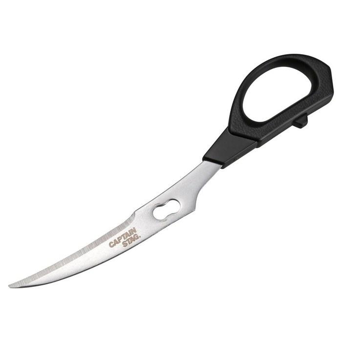 [Captain Stag] BBQ Kitchen Scissors Curved Multi-Purpose Scissors, Disassemblable, Mini, Made in Japan, UH-4710, Silver, (approx.) 65 x
