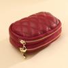 Genuine Cowhide Short Wallet Double Zipper Around Coin Purse Women's Credit Card Holder