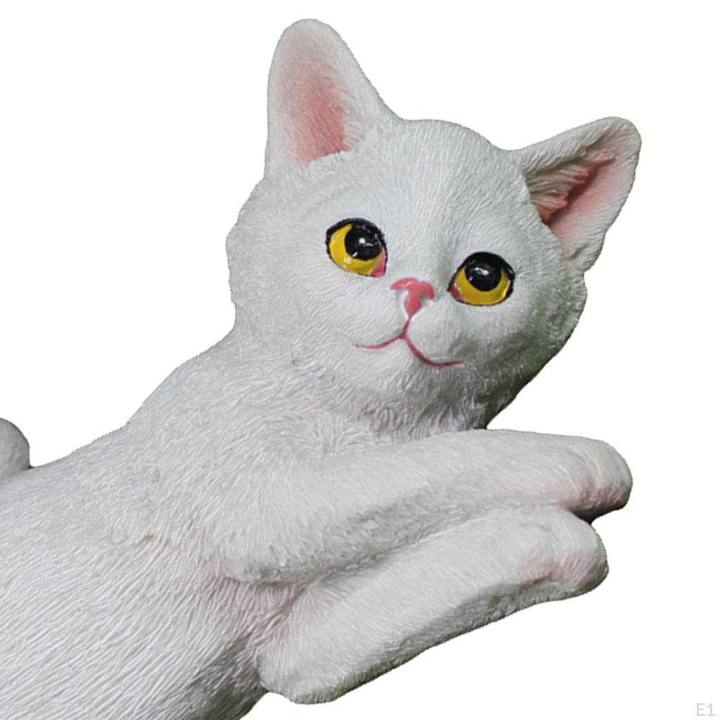 Cute Cat Figurine Garden Statues Sculpture Decorations Pets Exquisite Resin for Living Room Desktop