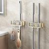 Mop Holder Double-ended Mop Clip Punch-free Broom Rack Space Saving Bathroom Organizer with Hook for Home