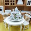 Dish Plate Doll Porcelain Tea Set Floral Print Miniature Cups Pot  Pretend Play