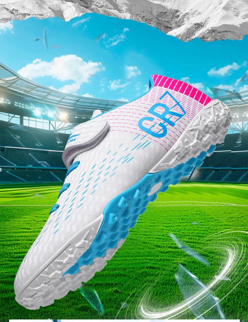 Scarpe da Calcio Giovanili Multicolore Co-branded CR7 - Tomaia in PU Resistente all'Usura, Design Avvolgente per Allenamento e Competizione