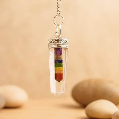 7 Chakra Crystal Dowsing Pendulum Flat Point